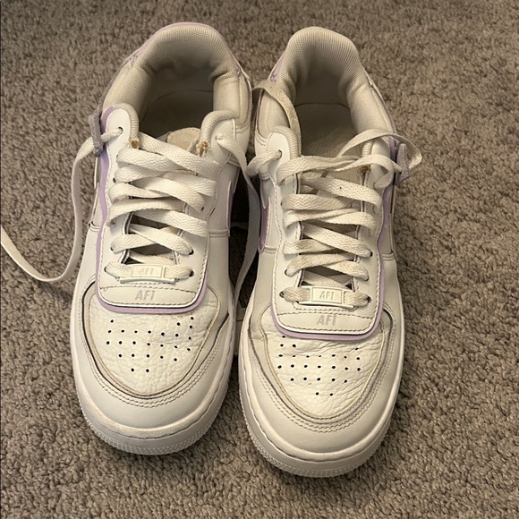 Nike Air Force 1 White with Purple Accents – Women’s Size 6.5 - Picture 2 of 13